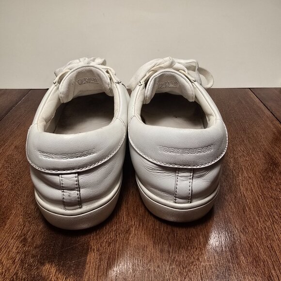 Tory Burch Women's Double T Howell Court Sneakers Size 8.5 M White Leather - Picture 6 of 16